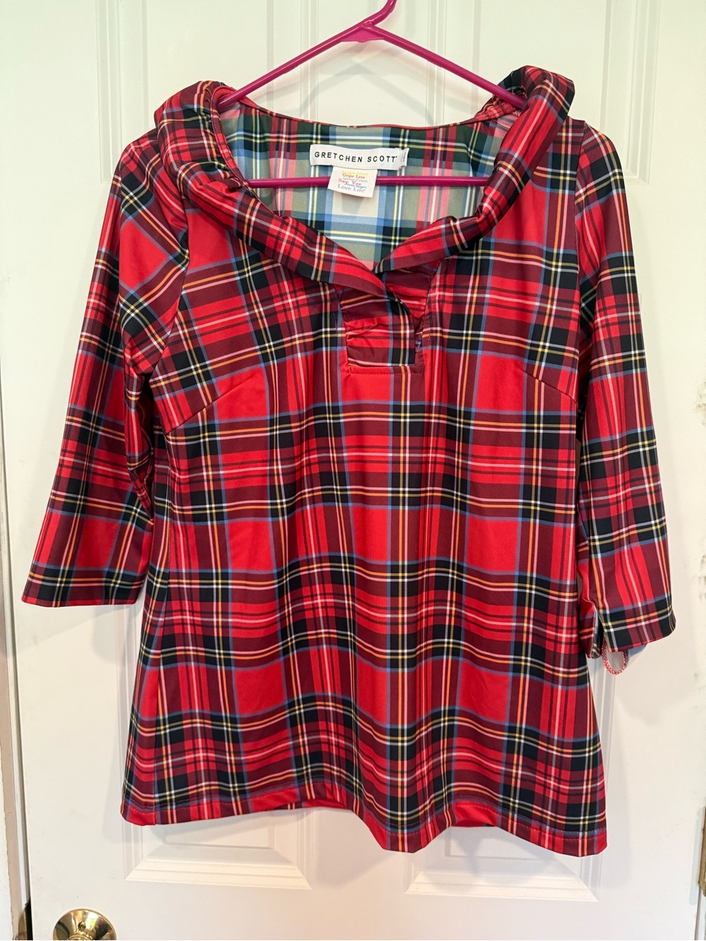 Gretchen Scott Designs Red Plaid  Tunic